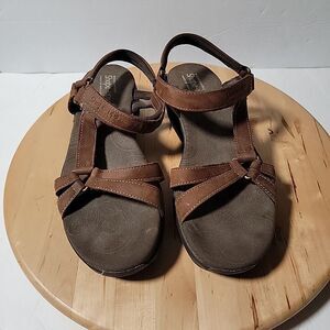 Skechers Shape Ups Sandals Women's Size 8.5 Walking Toning Brown Leather
